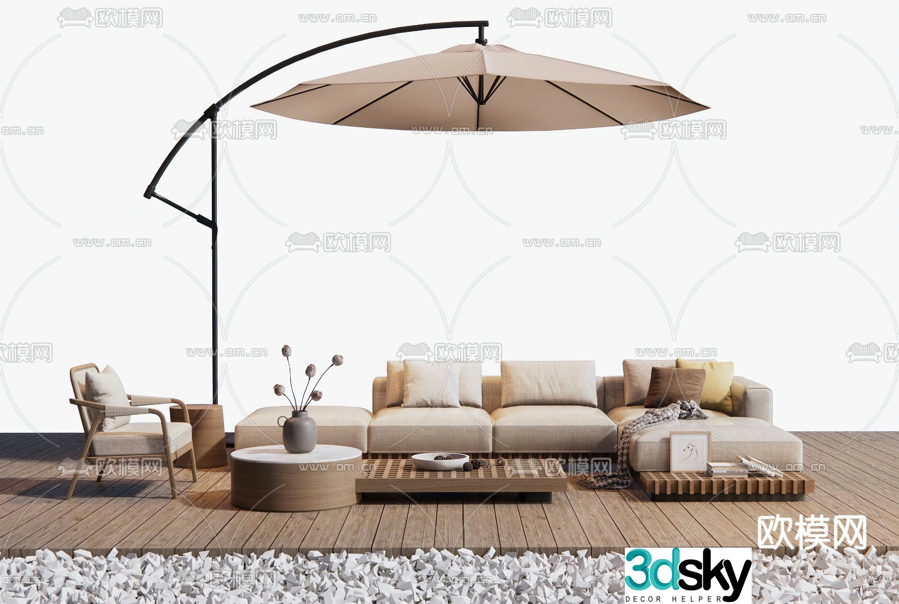 Outdoor sofa modular sofa 3d model