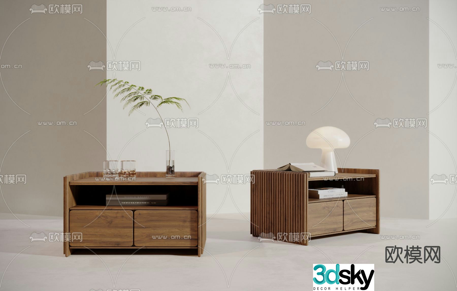 wabi-sabi bedside table 3d model