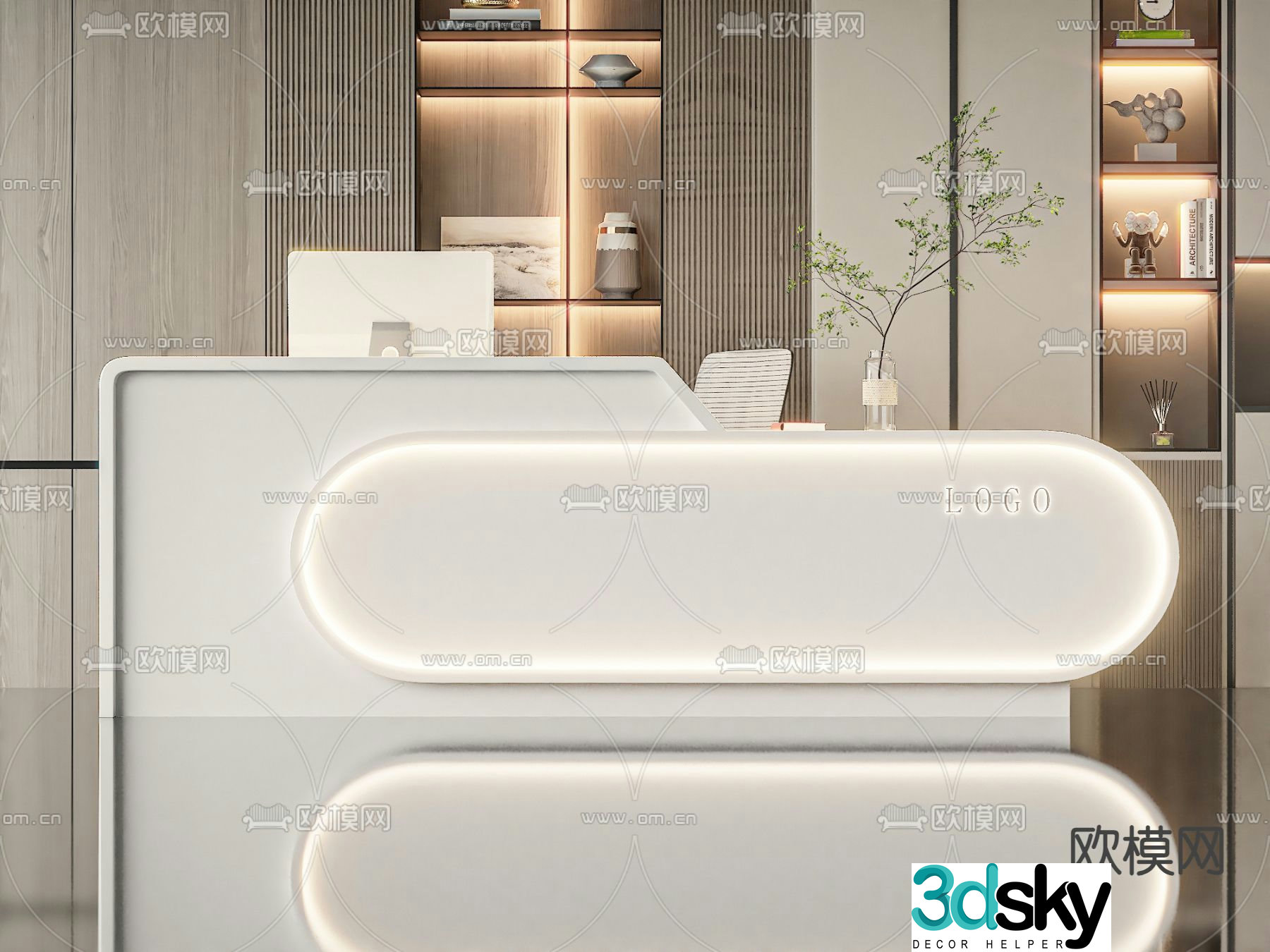 Front desk service desk reception desk 3d model