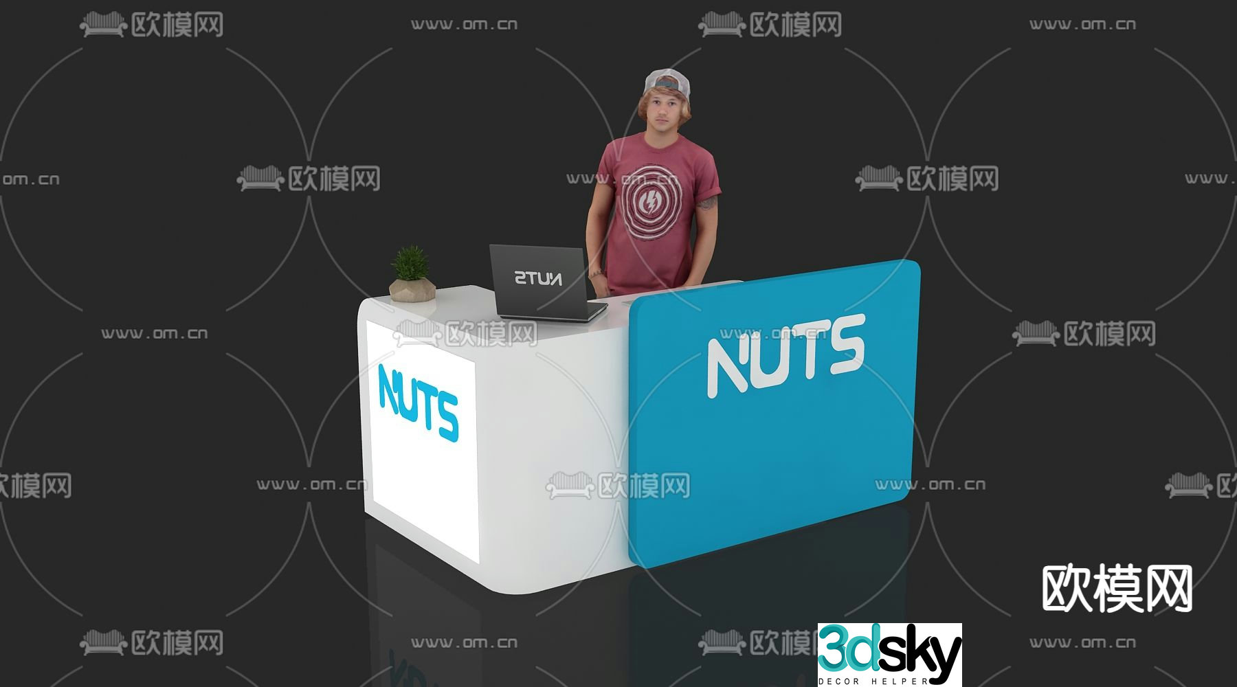 Modern reception desk front desk service desk information desk 3d model