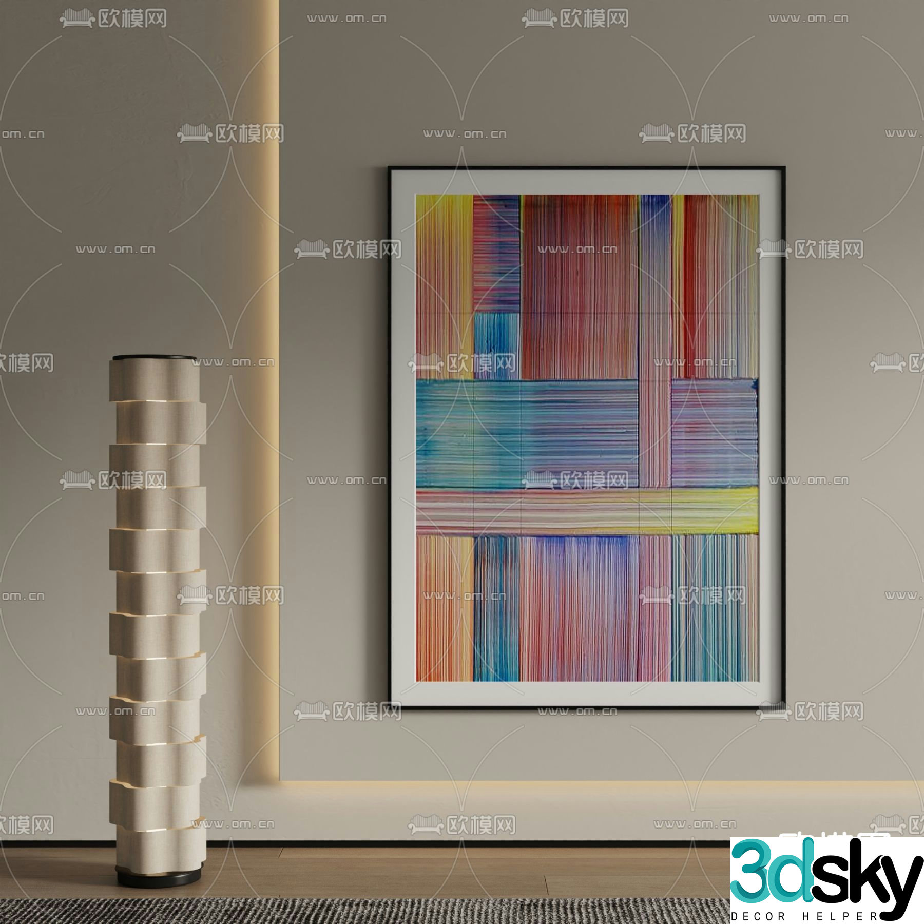 Modern decorative painting Abstract painting Hanging painting 3d model