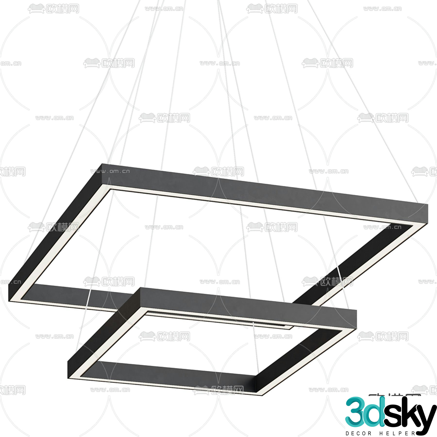 Square Chandeliers Hall Chandeliers 3D Model