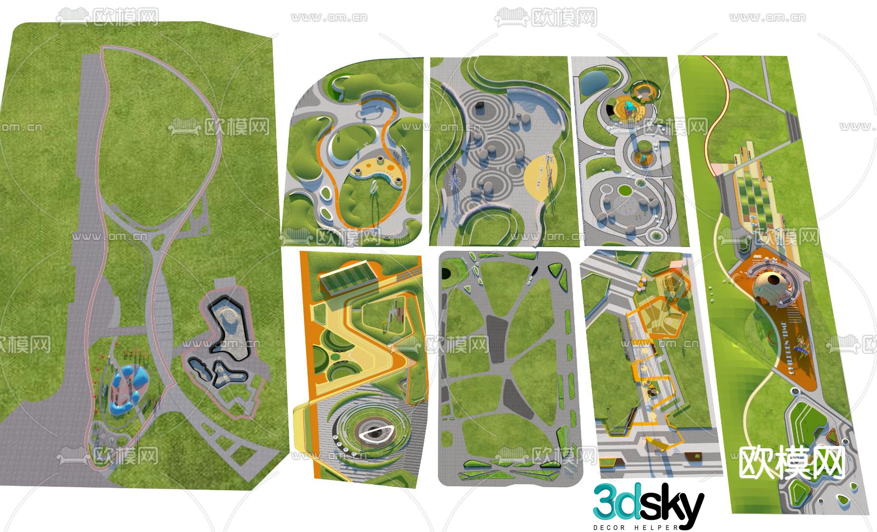 Park landscape children’s playground micro terrain 3d model