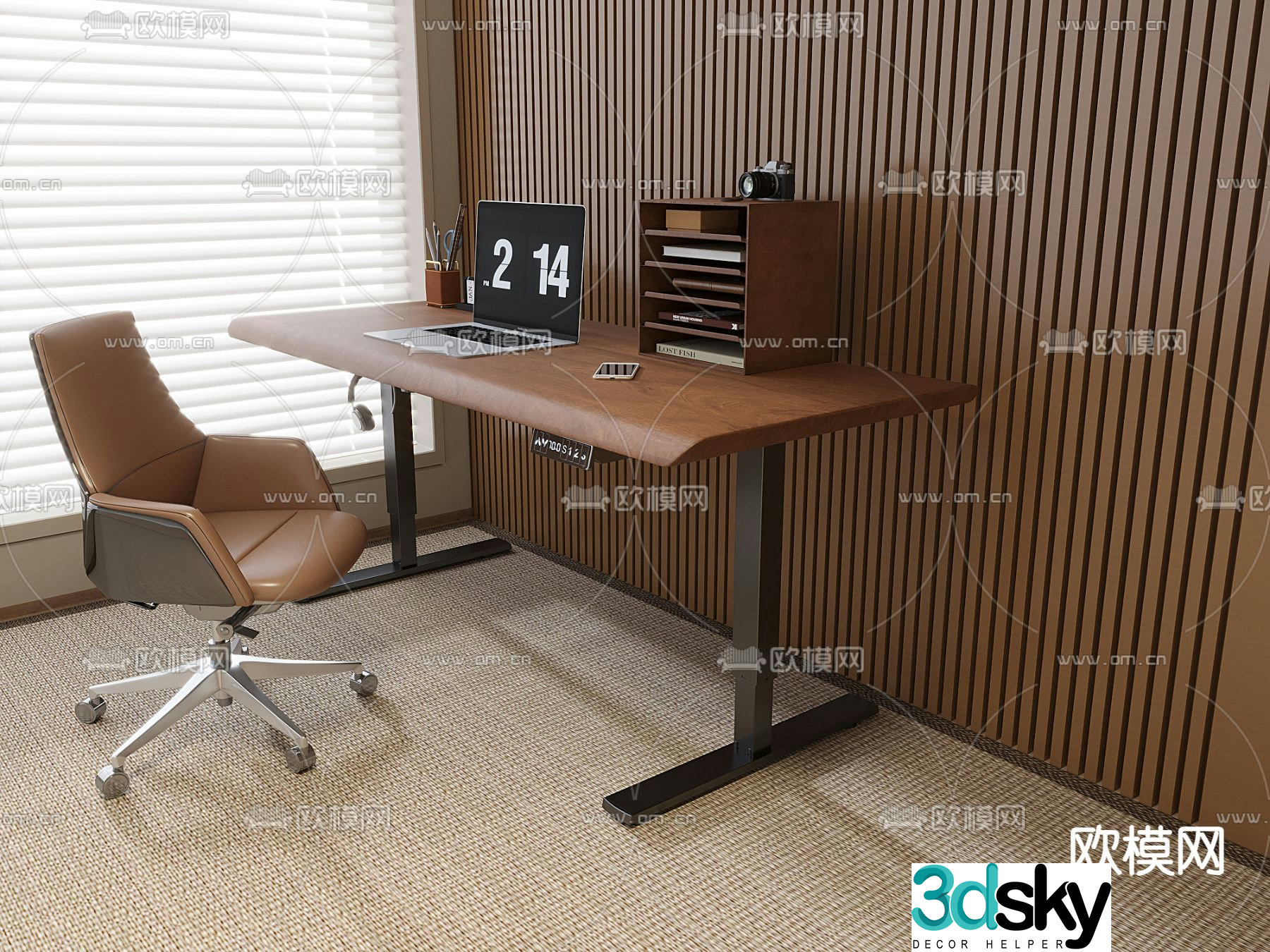Medieval style desk chair computer desk 3d model