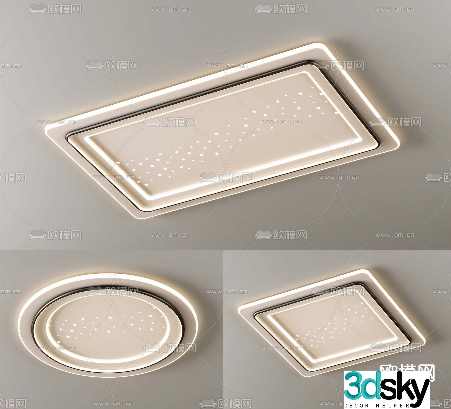 Cream style ceiling lamp 3d model