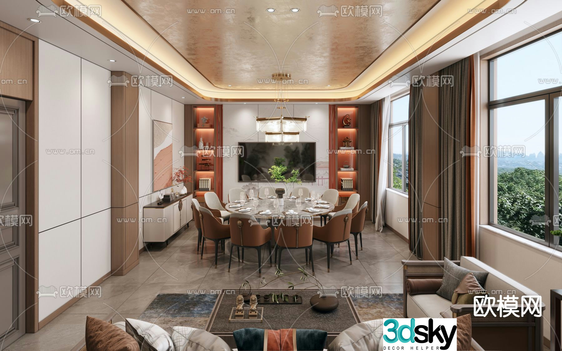 Chinese restaurant private room 3D model of restaurant private room