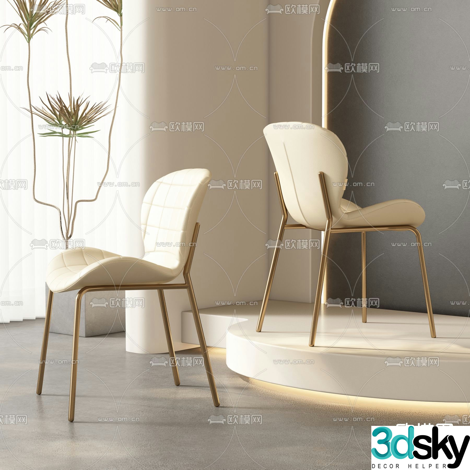 leather chair dining chair 3d model