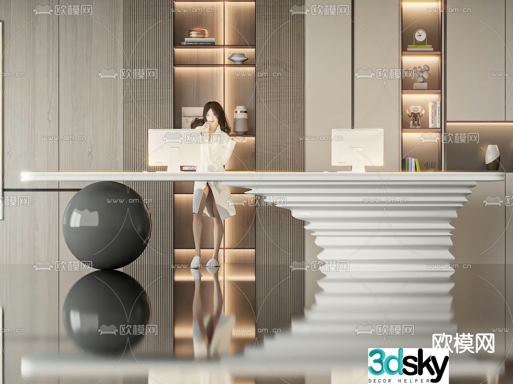 Front desk service desk reception desk 3d model