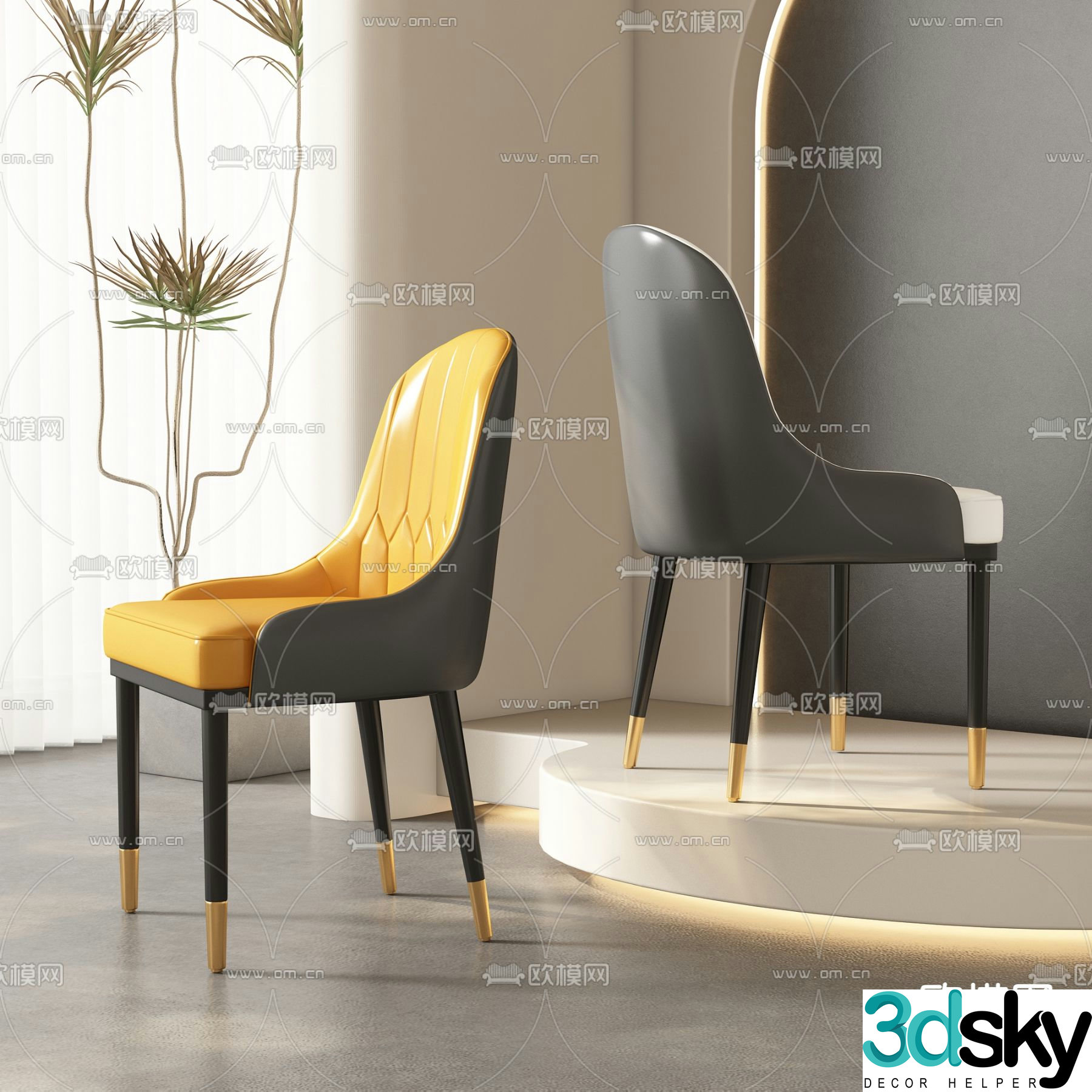 leather chair dining chair 3d model