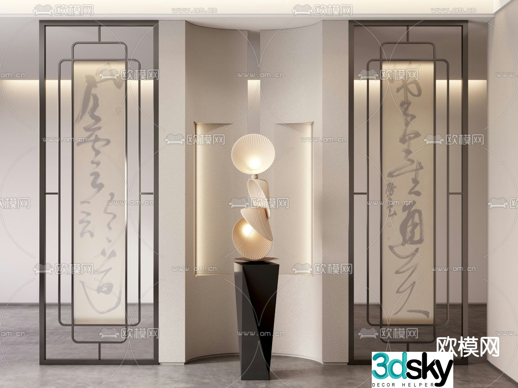 New Chinese-style screen partition 3D model