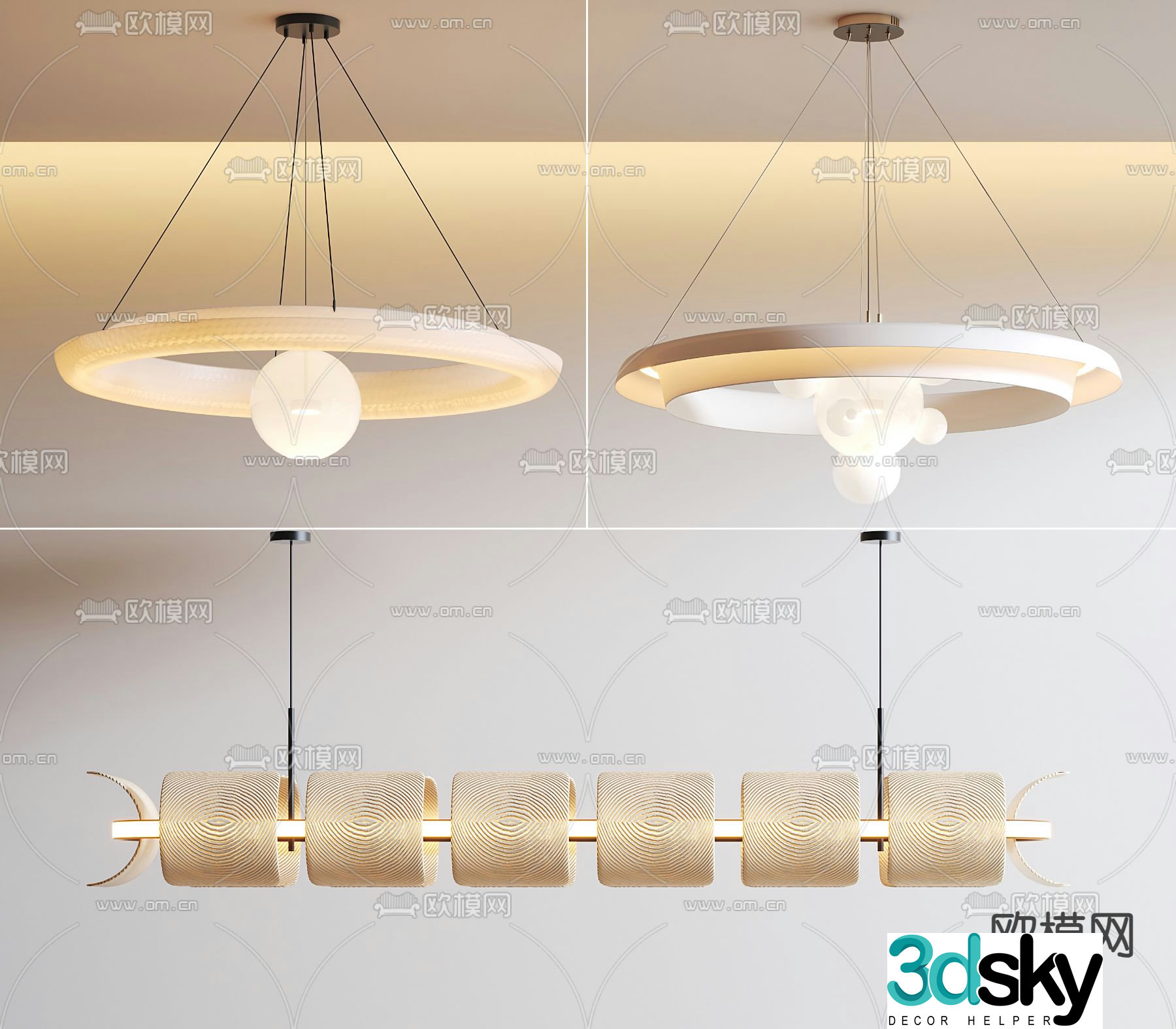 Cream style chandelier hall chandelier 3d model