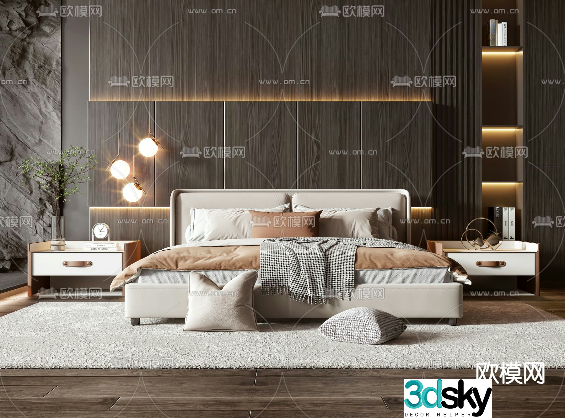 Modern double bed 3d model