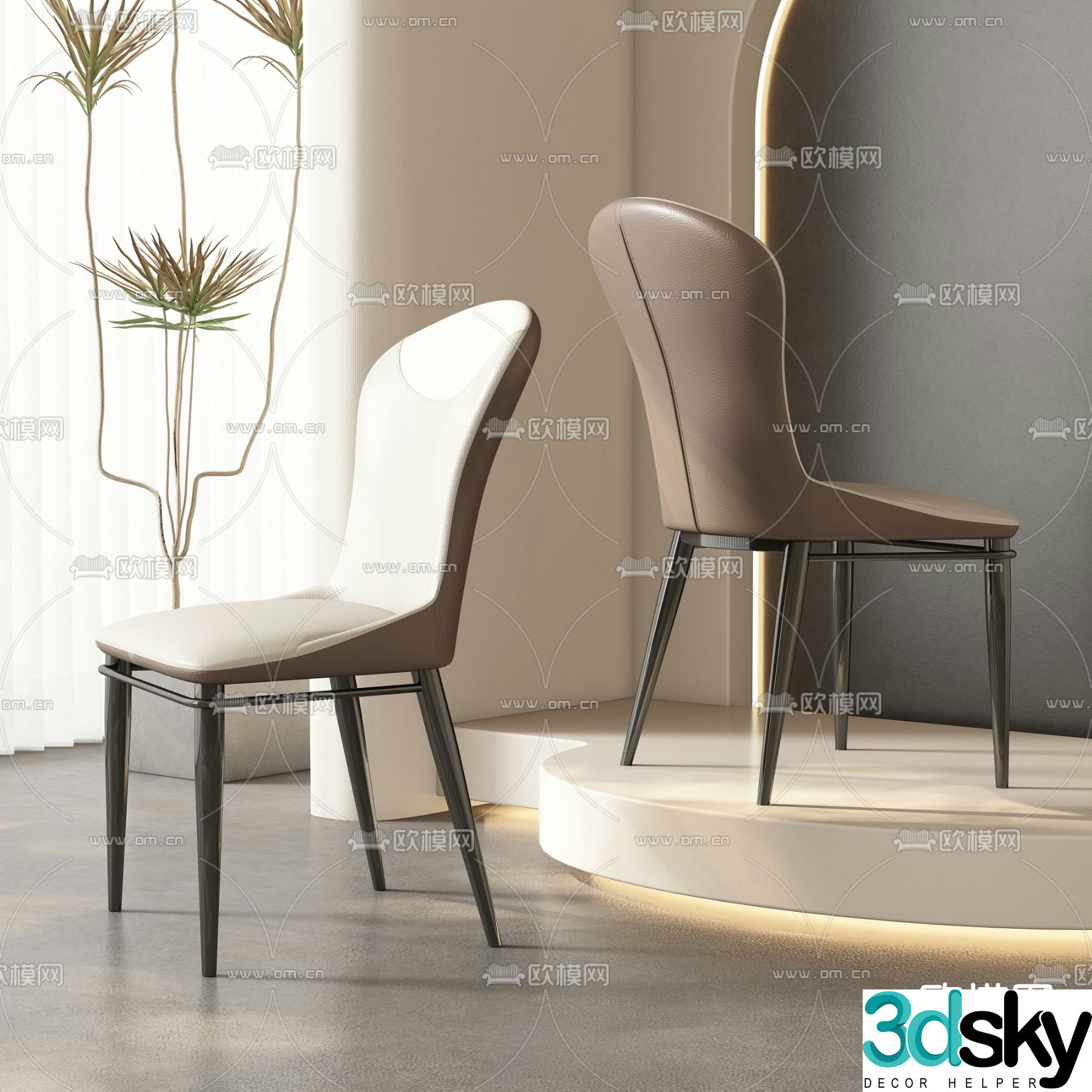 leather chair dining chair 3d model