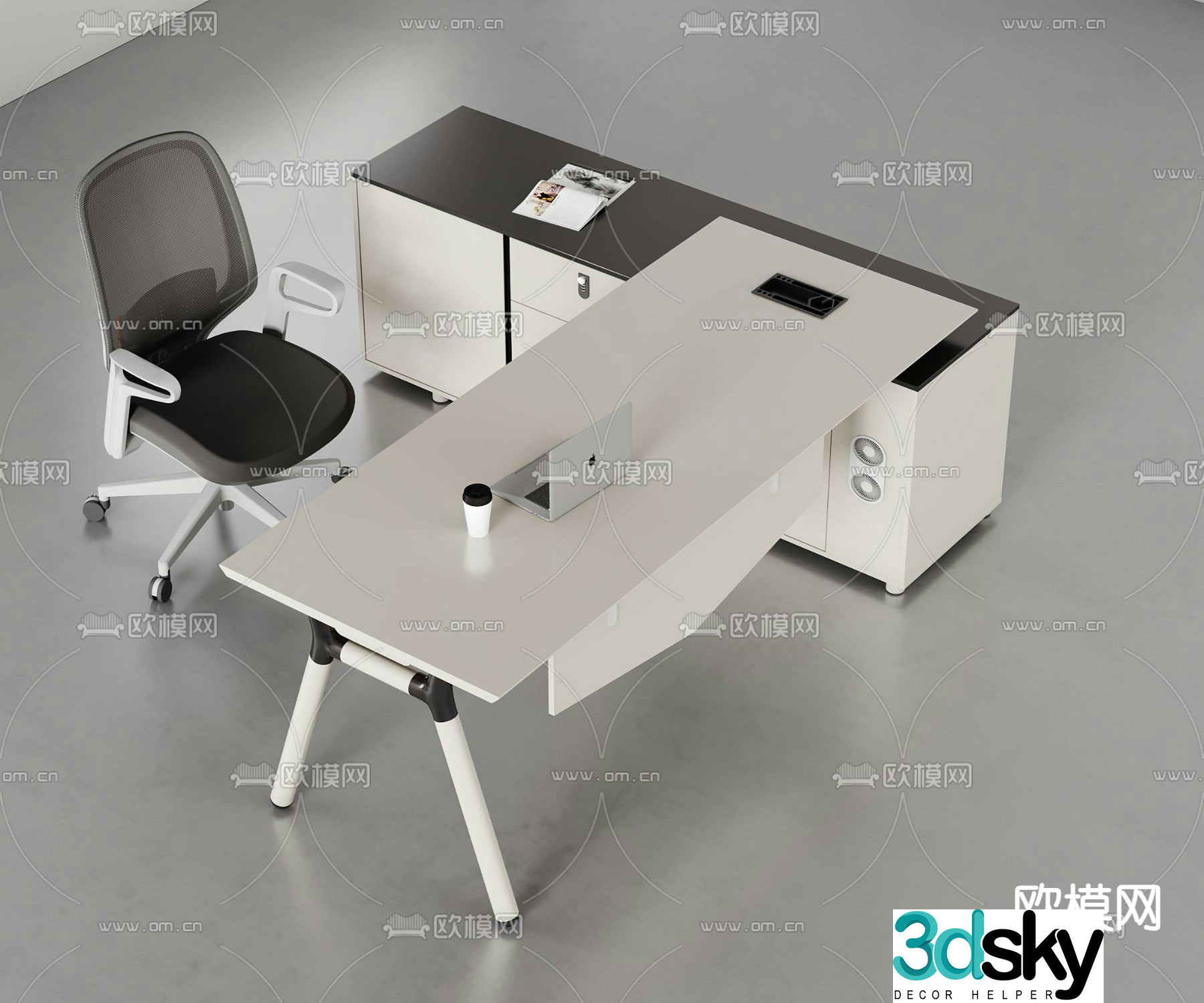 Modern office desk executive desk 3d model