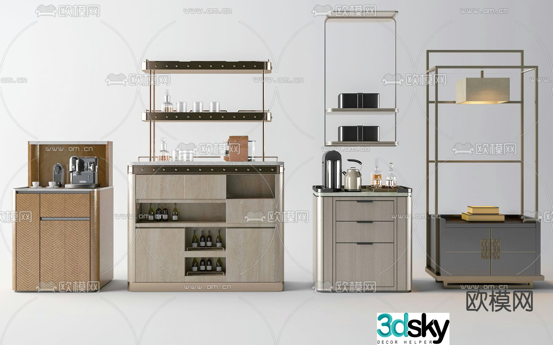 Modern sideboard tea cabinet 3d model