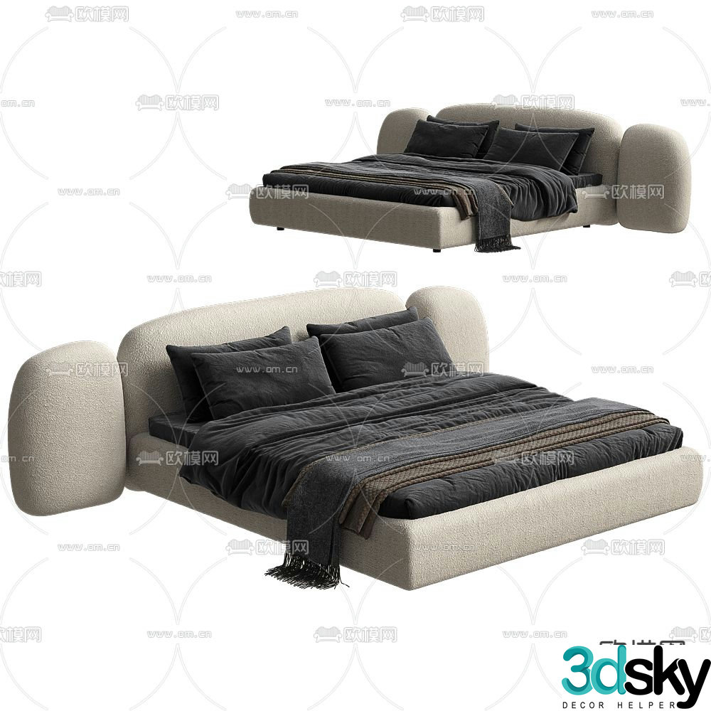 Paolo Castelli double bed 3d model
