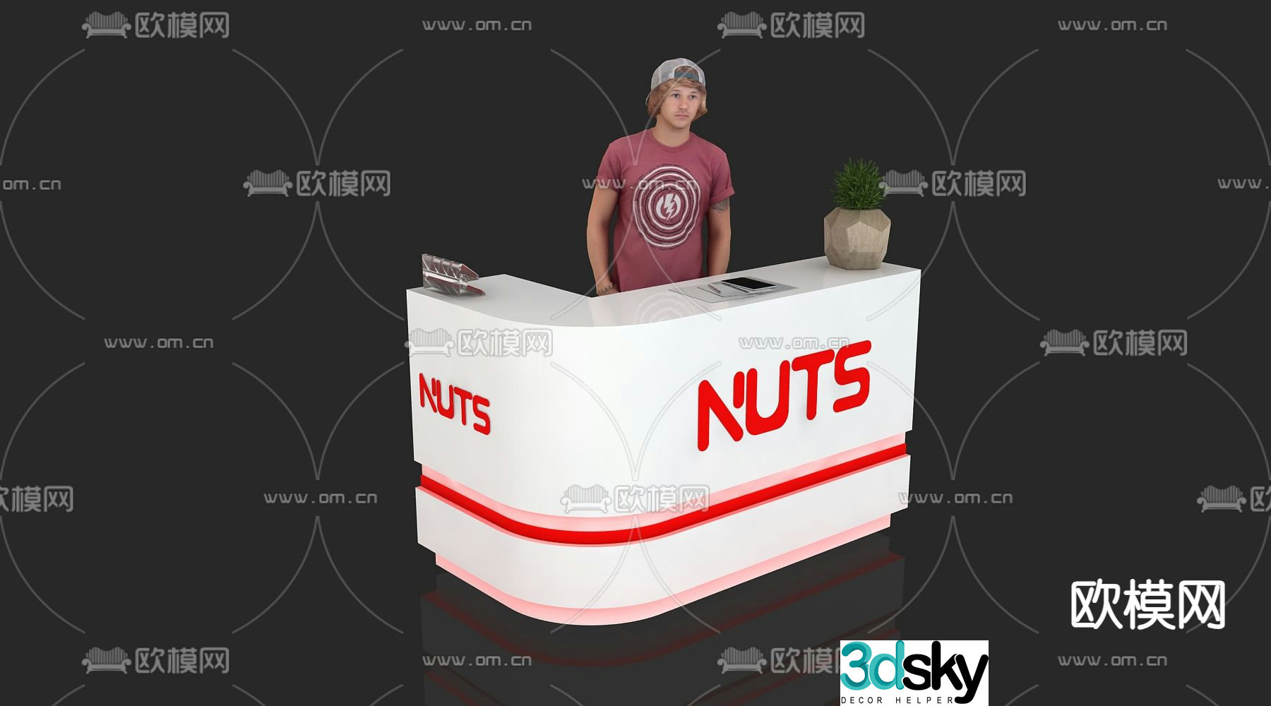 Modern reception desk front desk service desk information desk 3d model