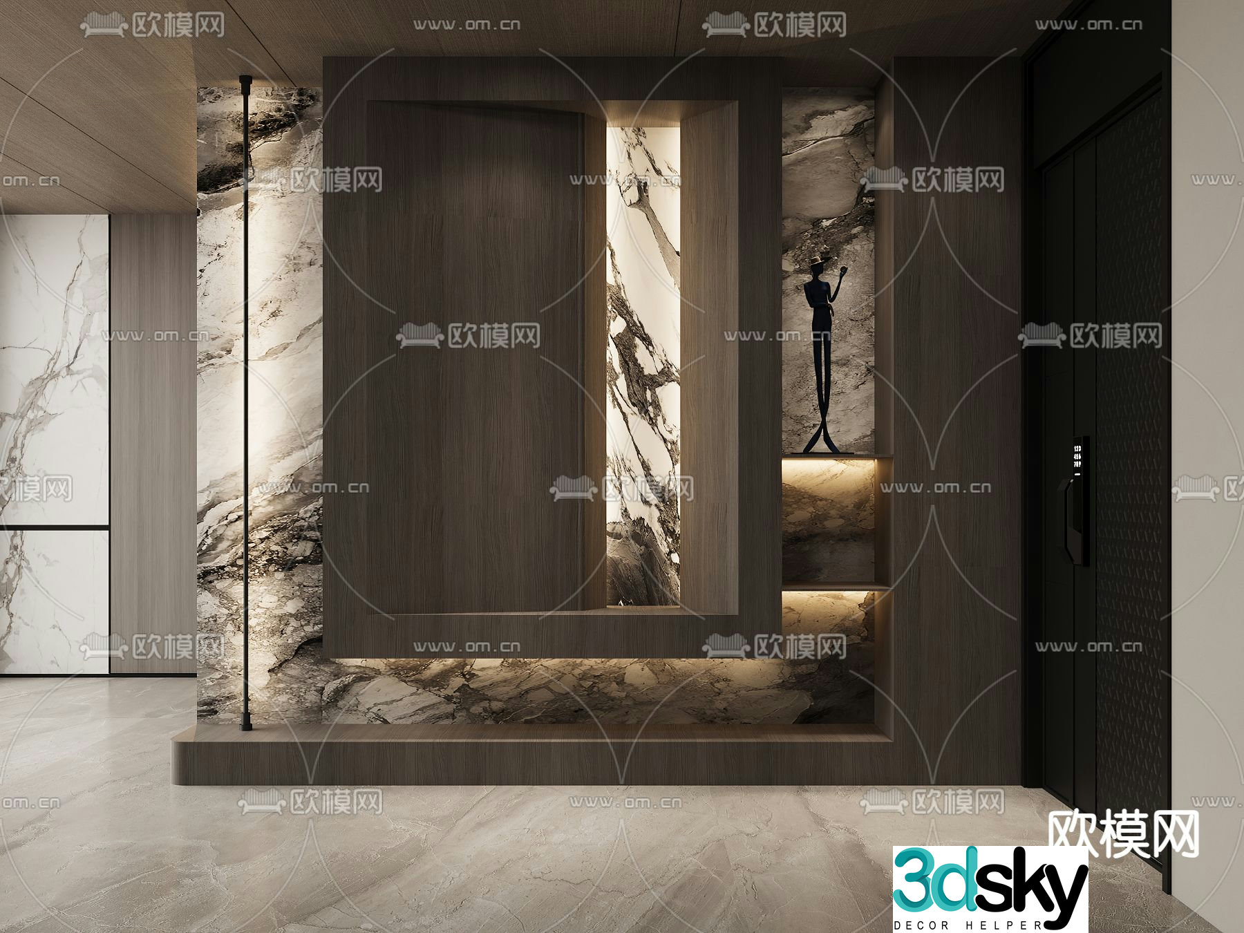 Modern entrance shoe cabinet 3d model