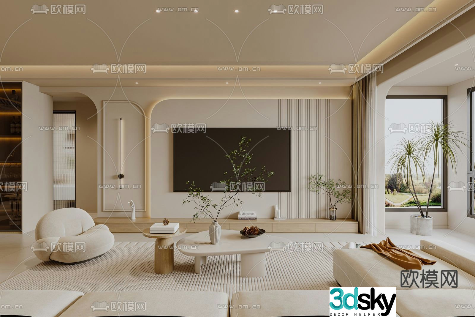 Creamy Style Restaurant 3D Model