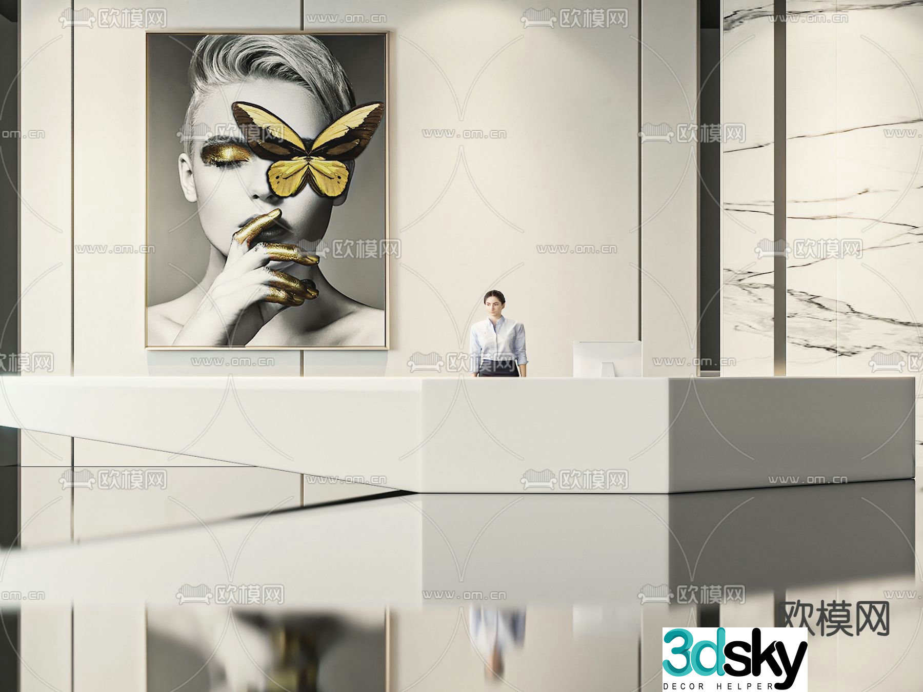 Front desk service desk reception desk 3d model
