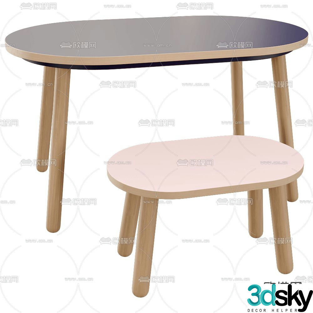 Moonk children’s table and chair 3d model