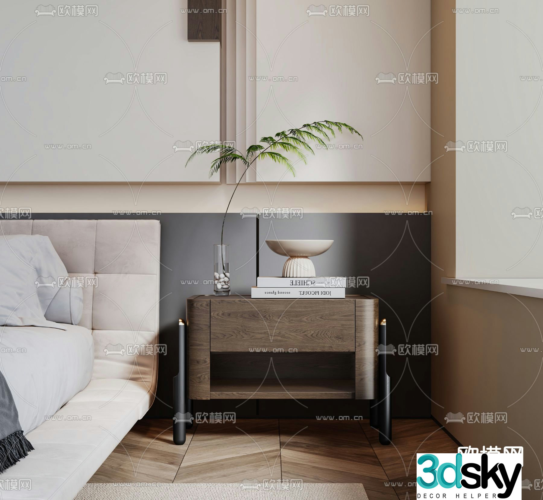 wabi-sabi bedside table 3d model