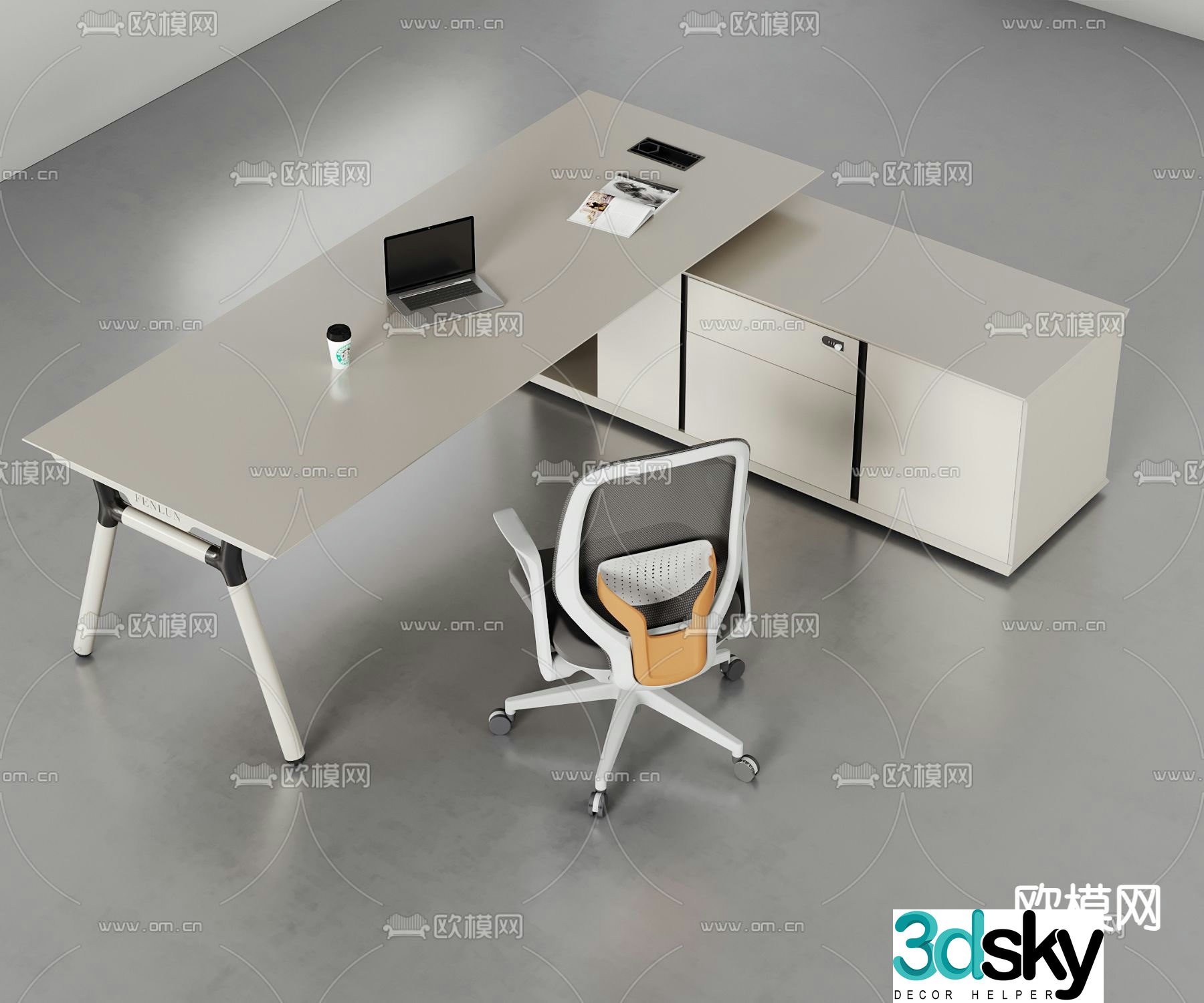 Modern office desk executive desk 3d model