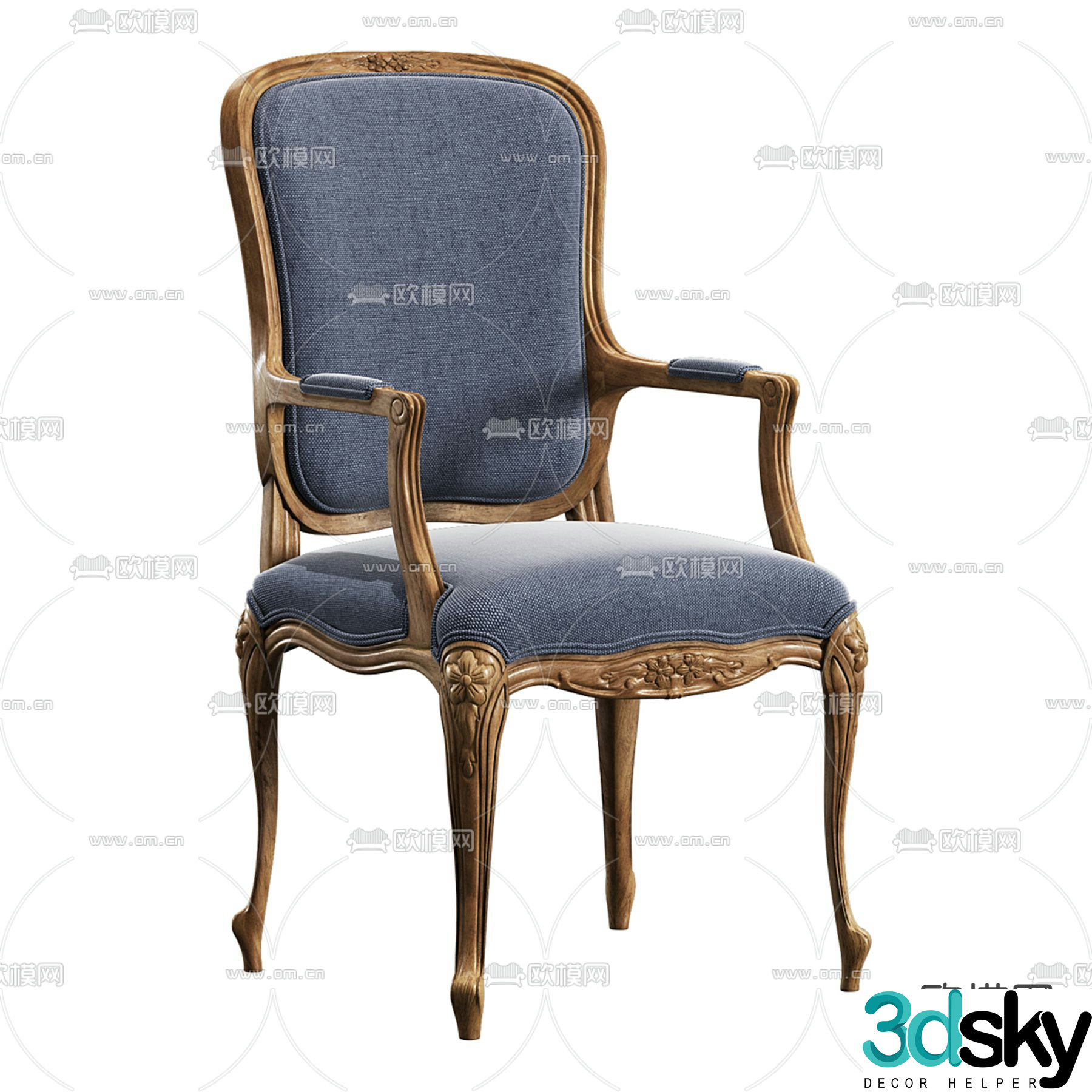 French chair lounge chair 3d model