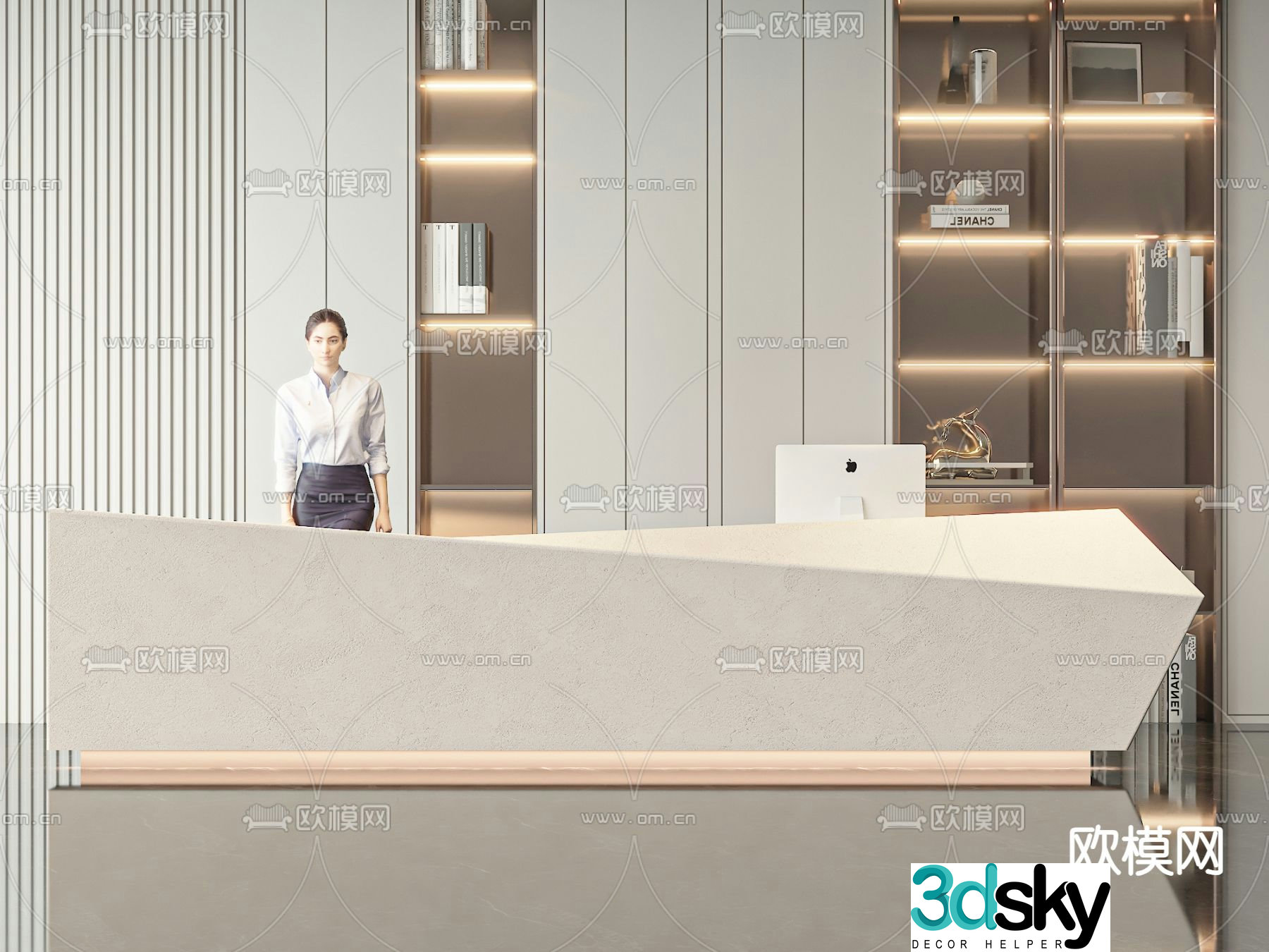 Front desk service desk reception desk 3d model
