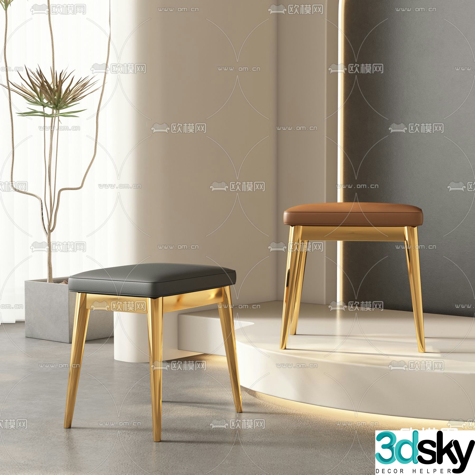 Modern stool 3d model