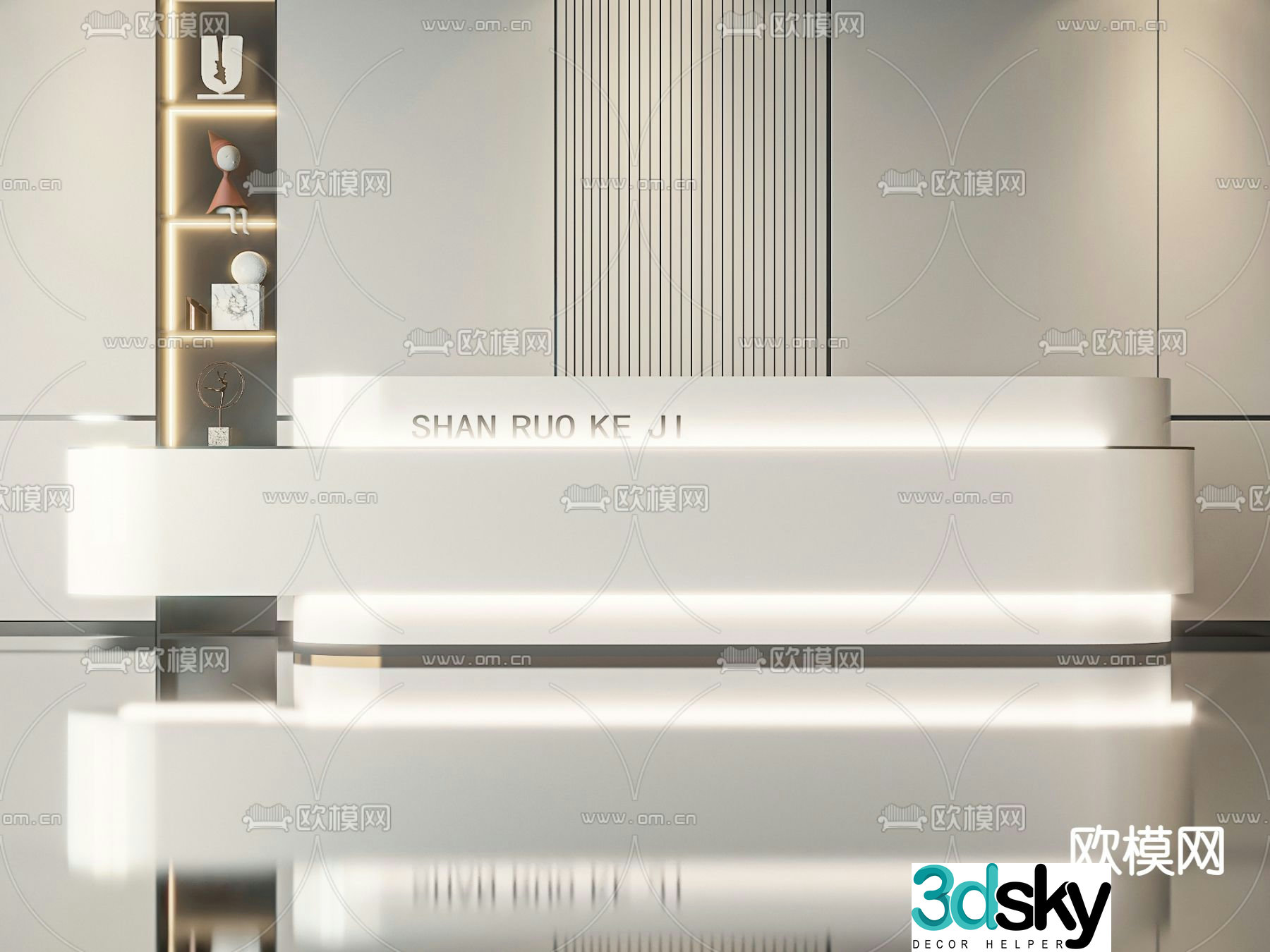 Front desk service desk reception desk 3d model
