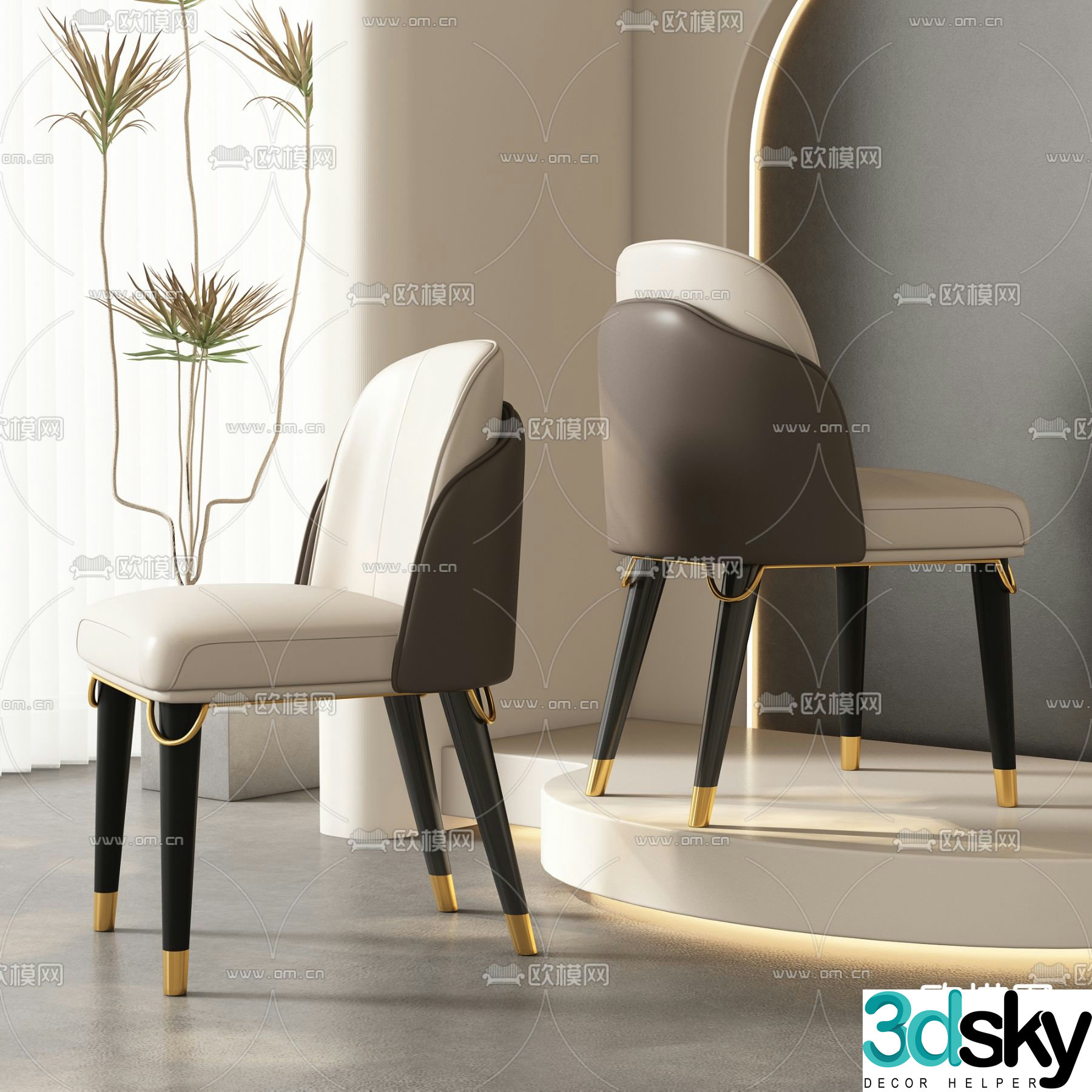 leather chair dining chair 3d model