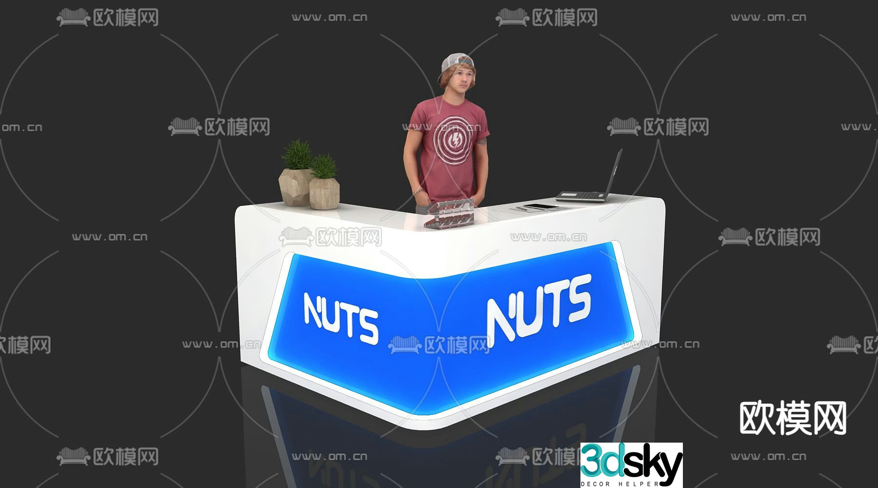 Modern reception desk front desk service desk information desk 3d model