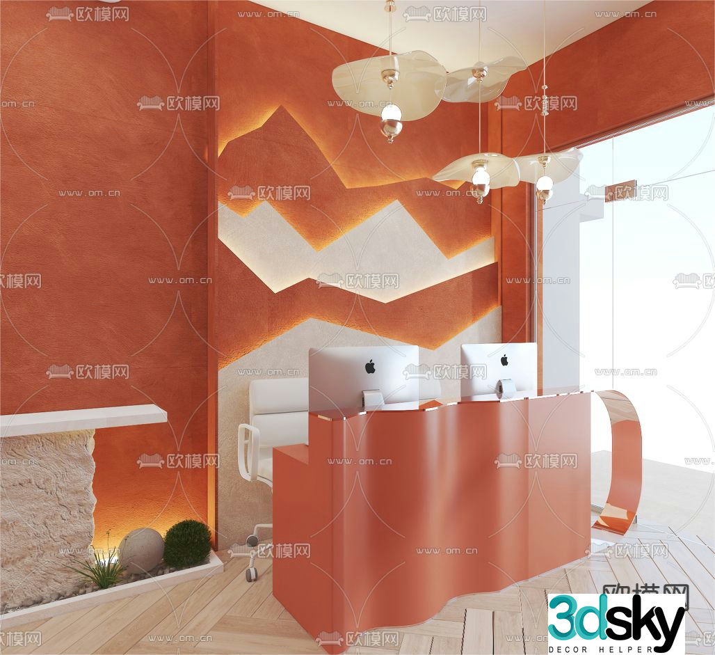 Front desk reception desk service desk 3d model