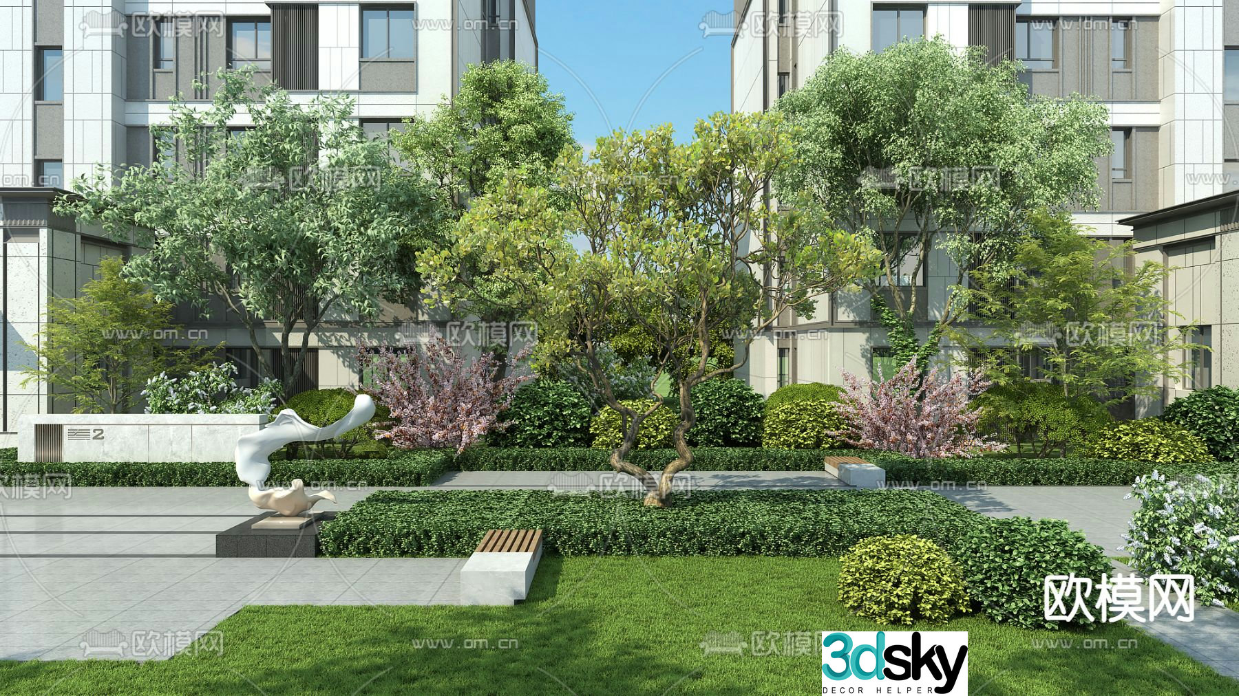Garden landscape community garden 3d model