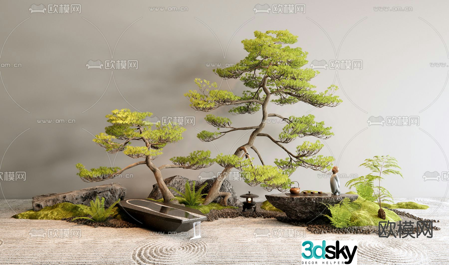 Landscape sketch pine tree landscaping water table 3D model