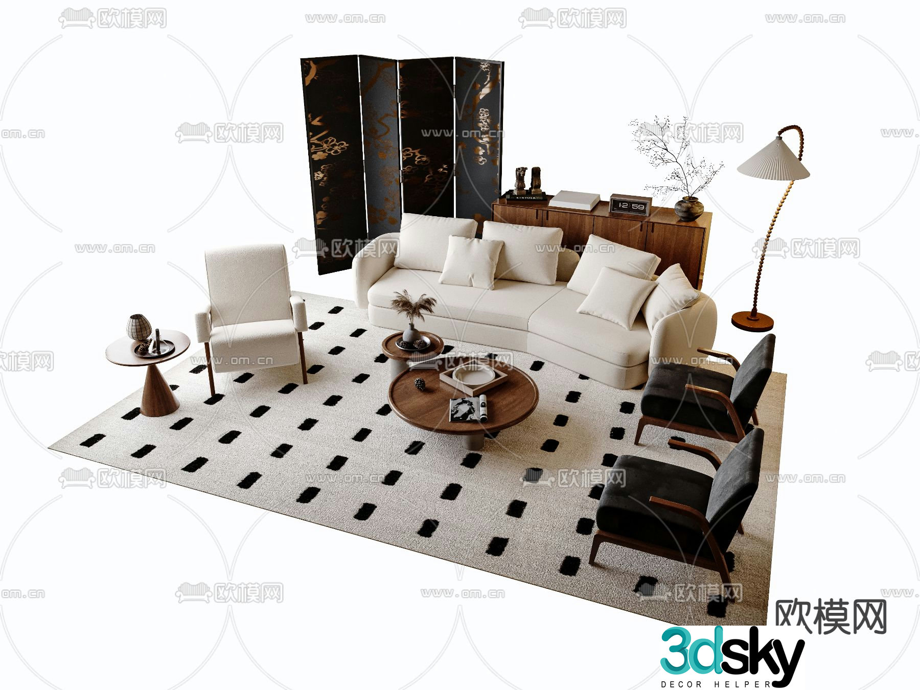 Medieval style sofa modular sofa 3d model
