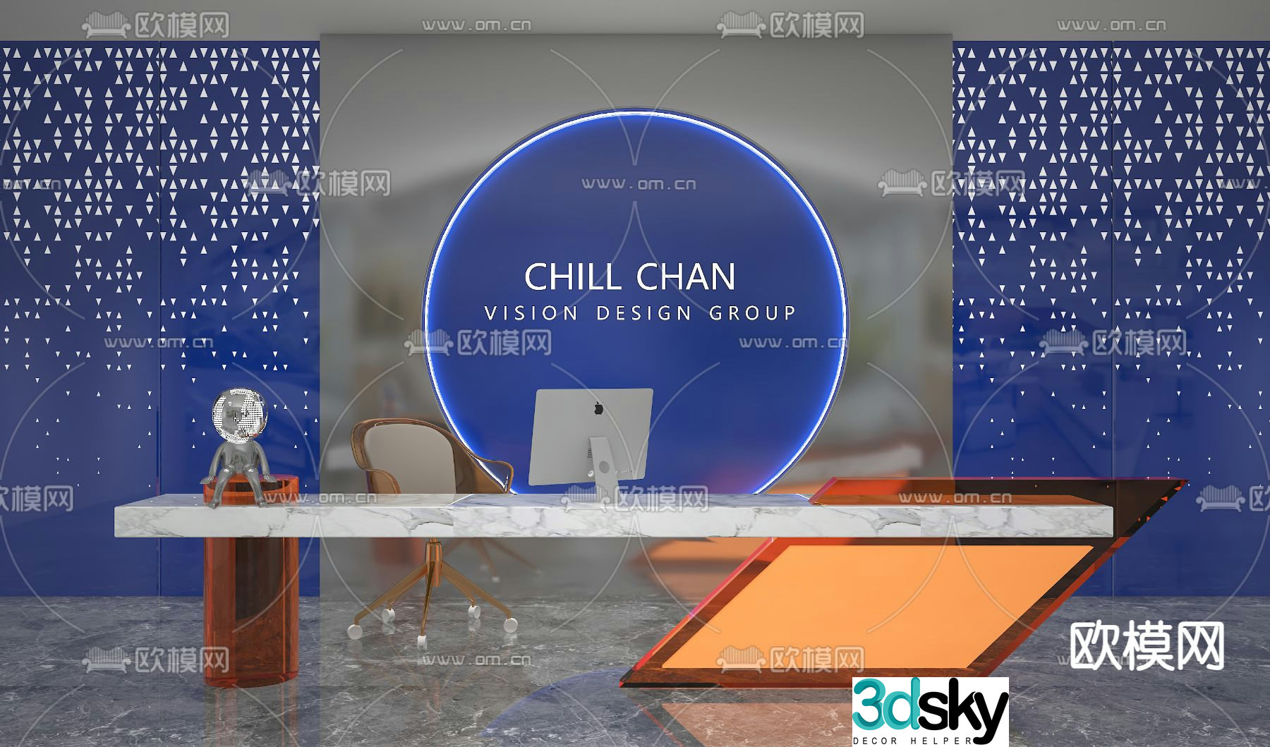 Modern front desk reception desk service desk 3d model