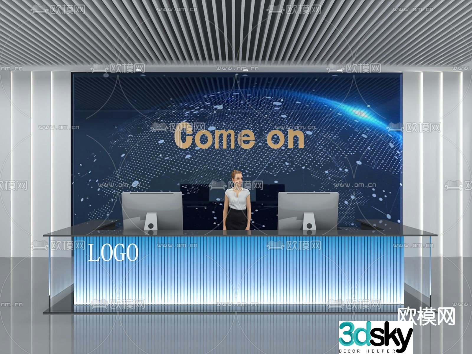 Front desk service desk reception desk information desk 3d model