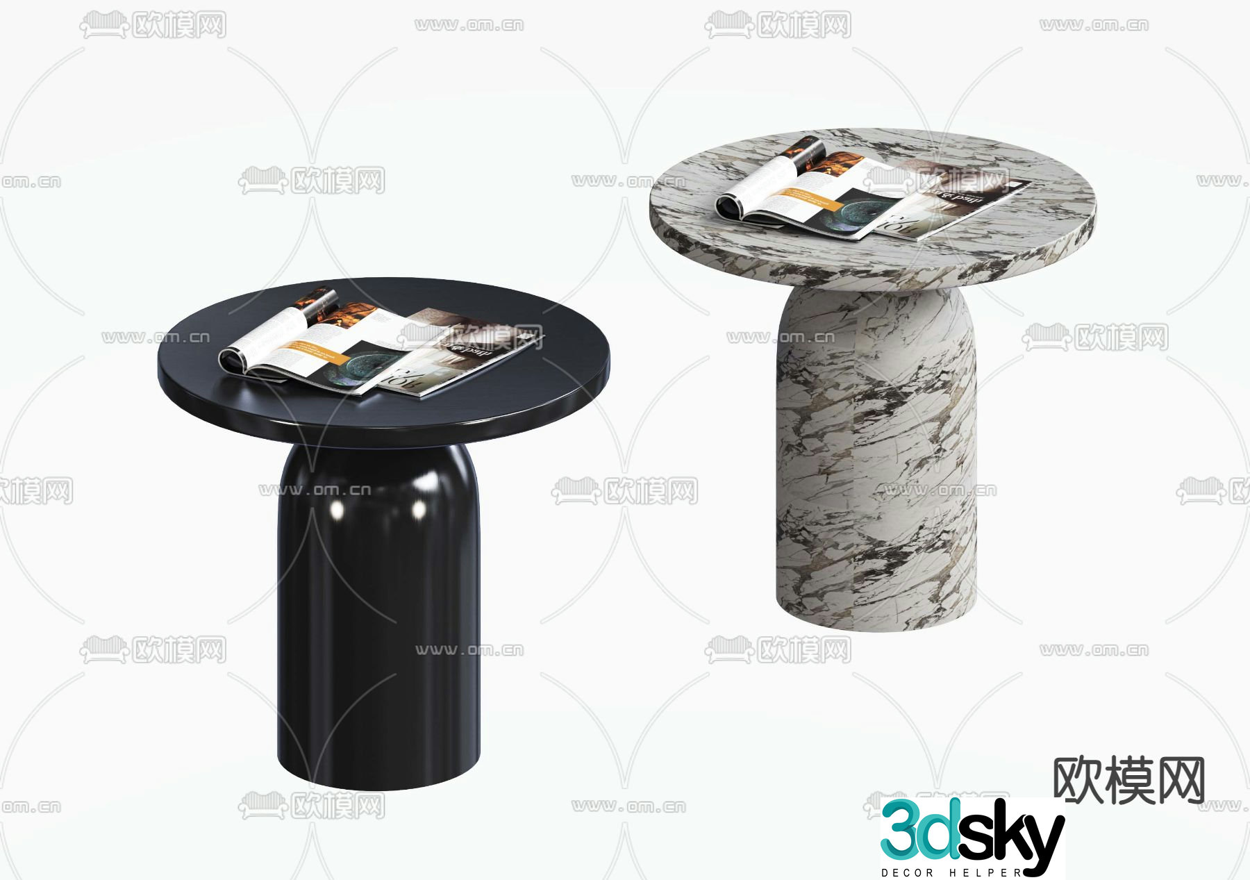 Modern side table corner table round table 3D model