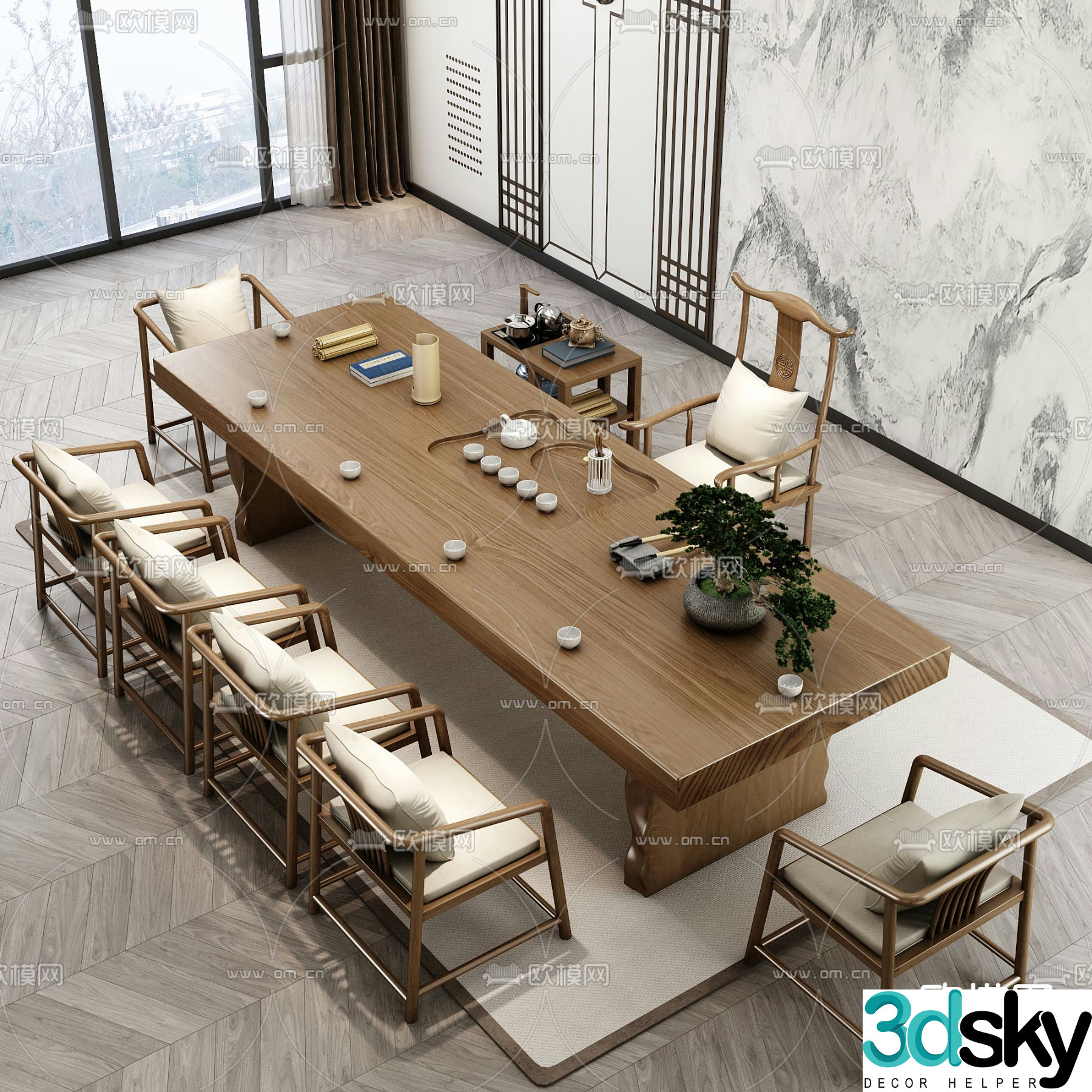 New Chinese style tea table tea table 3d model