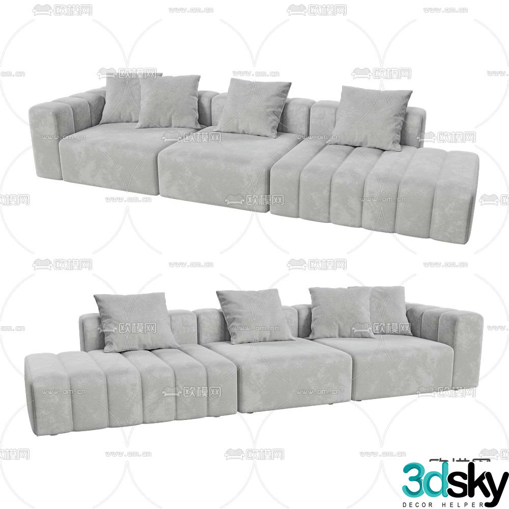 Beds one three person sofa upholstered sofa 3d model