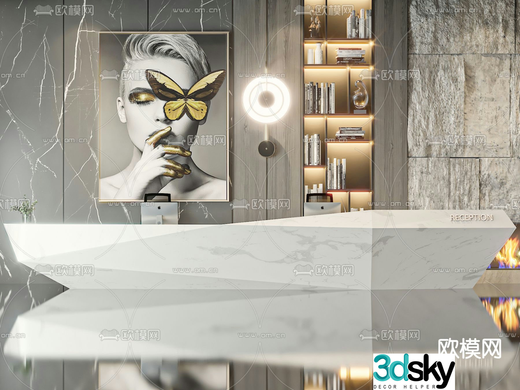 Front desk service desk reception desk 3d model
