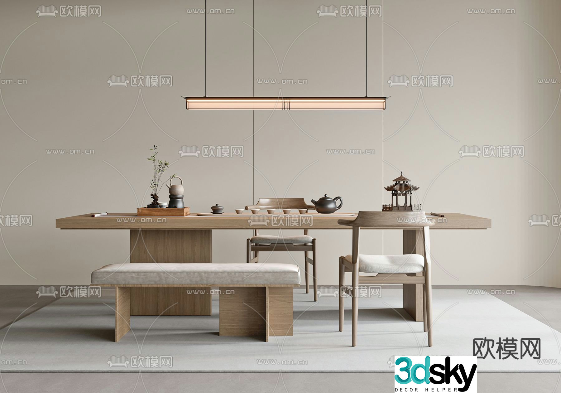 New Chinese style tea table tea table tea table chair 3d model