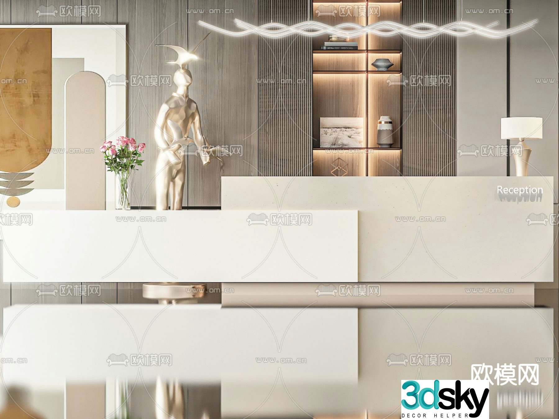 Front desk service desk reception desk 3d model