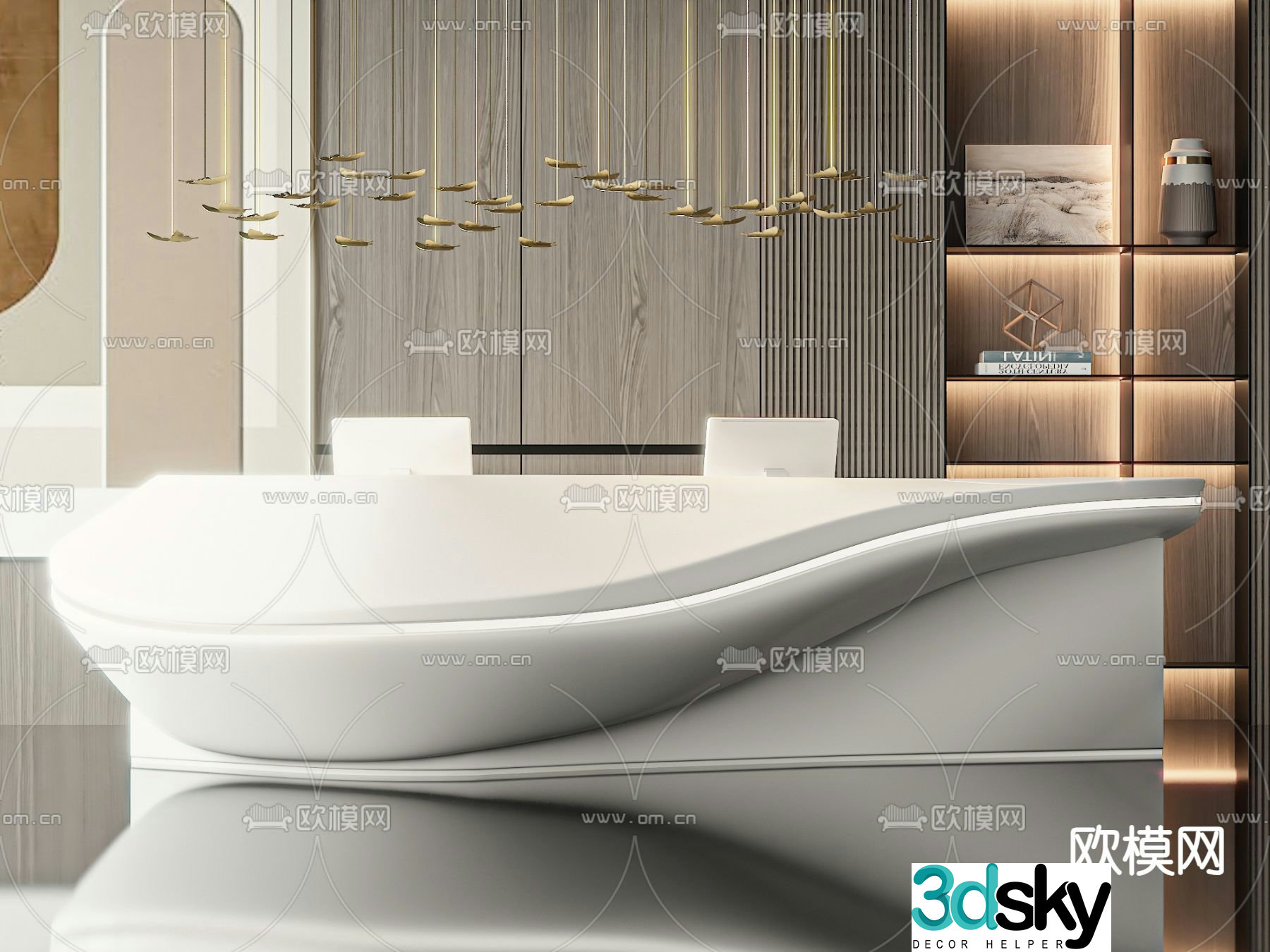 Front desk service desk reception desk 3d model
