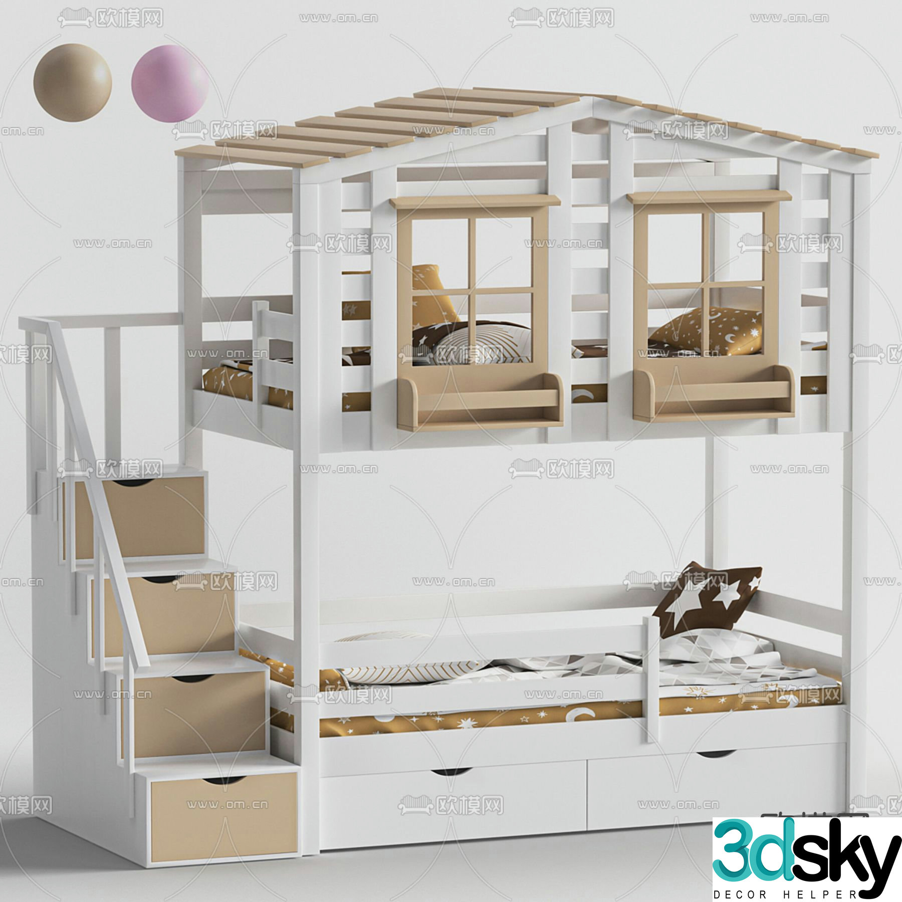 Bunk beds children’s beds children’s bunk beds 3D model