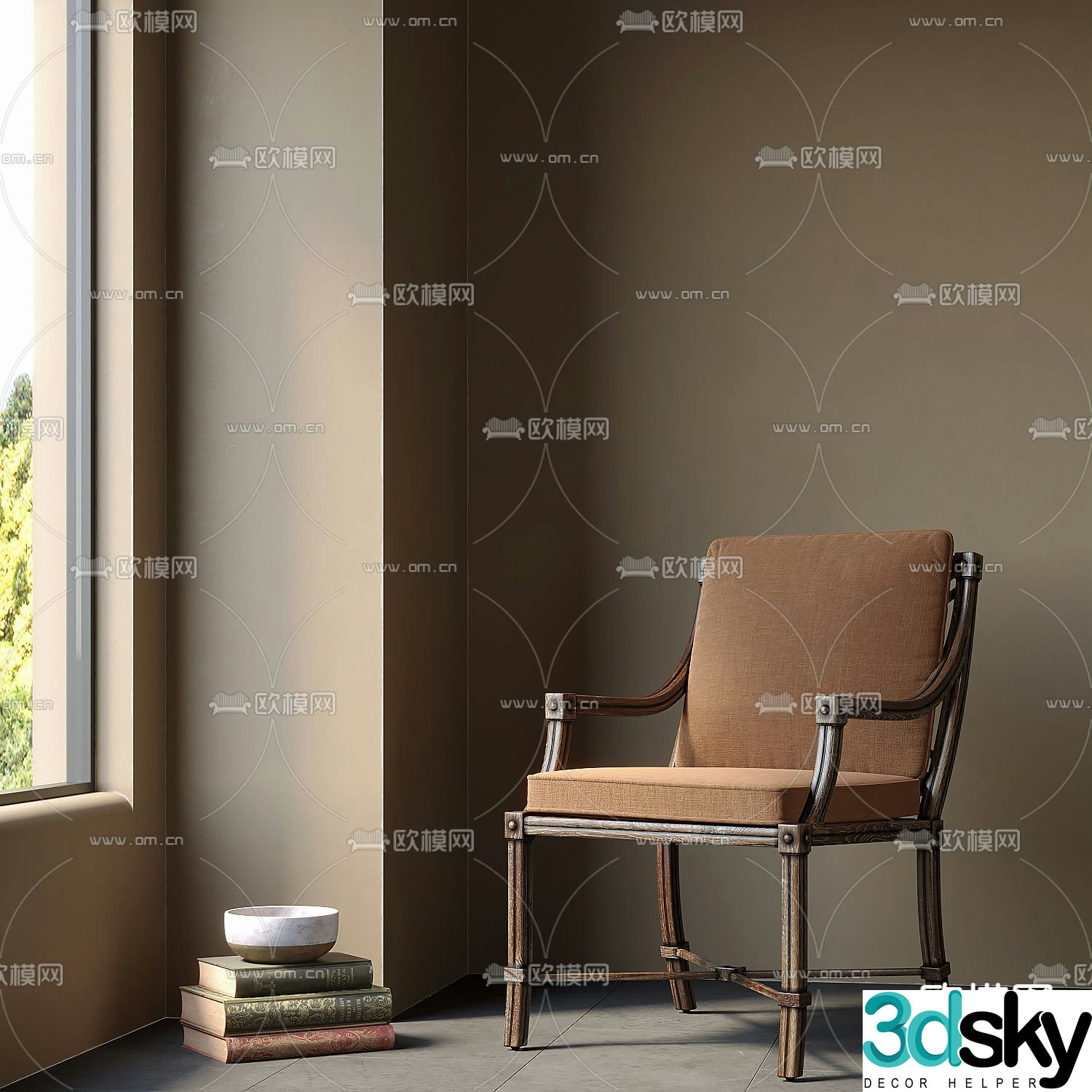 Wabi-sabi style single chair seat 3d model