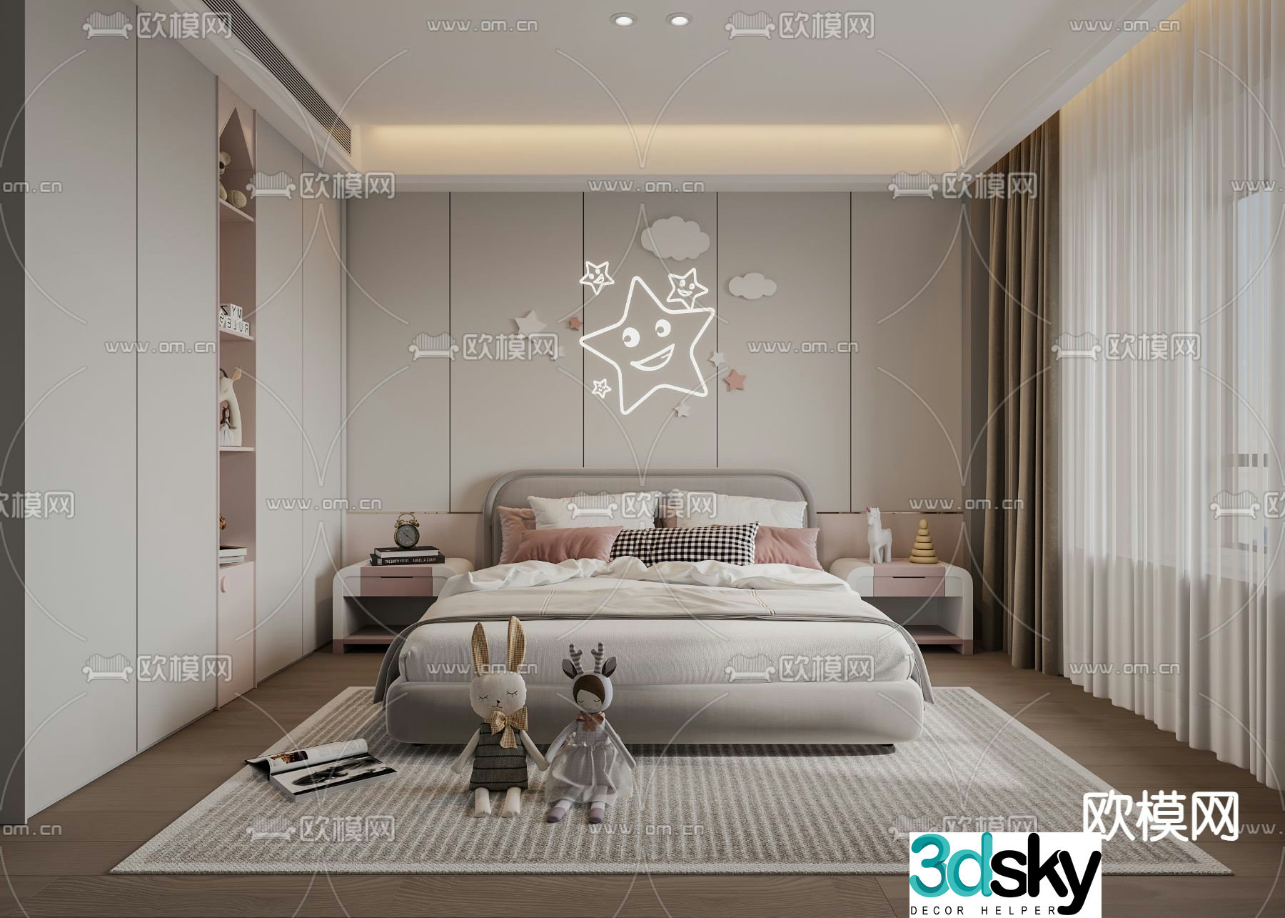 Modern bedroom girl room 3d model