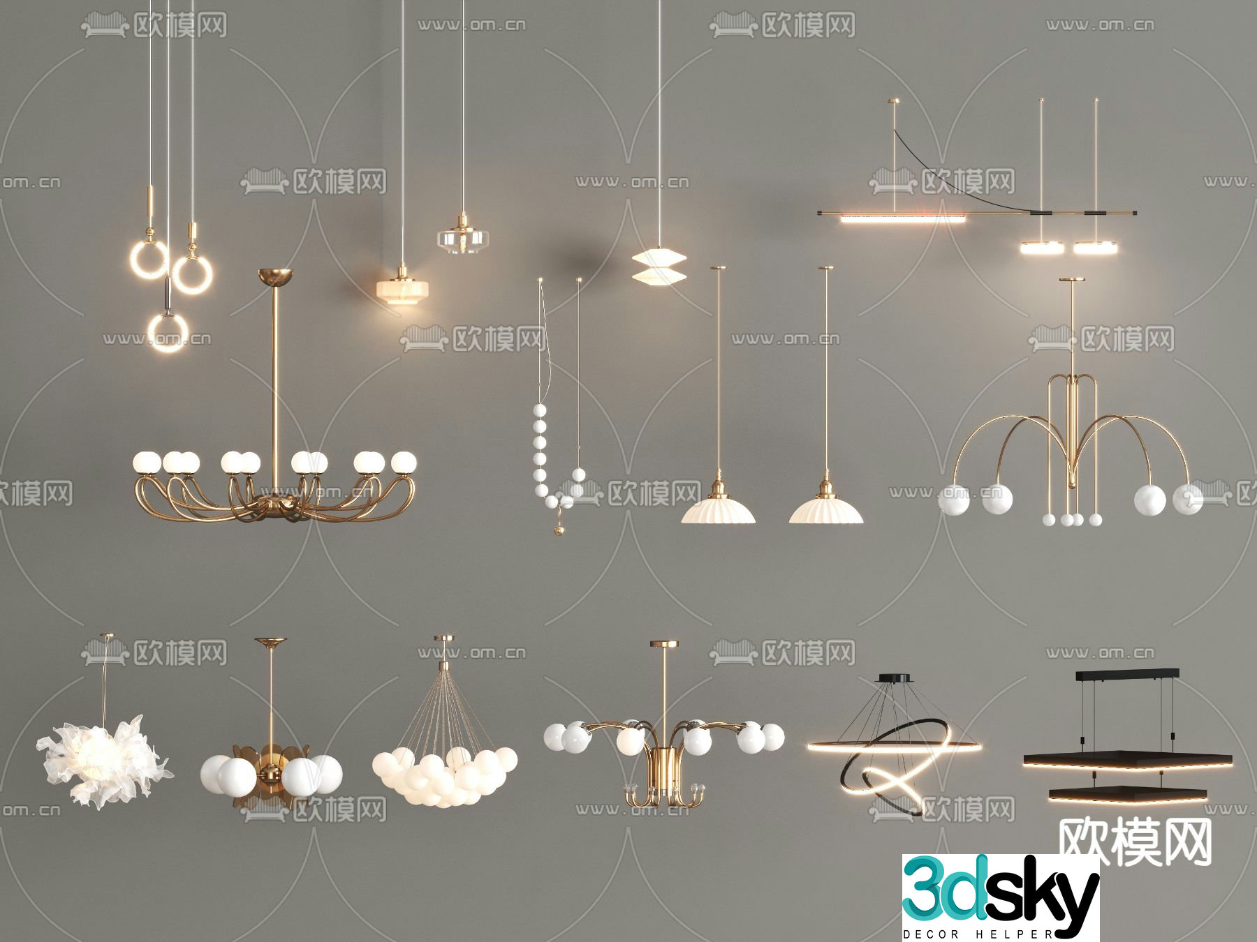 Light luxury chandelier hall chandelier 3d model